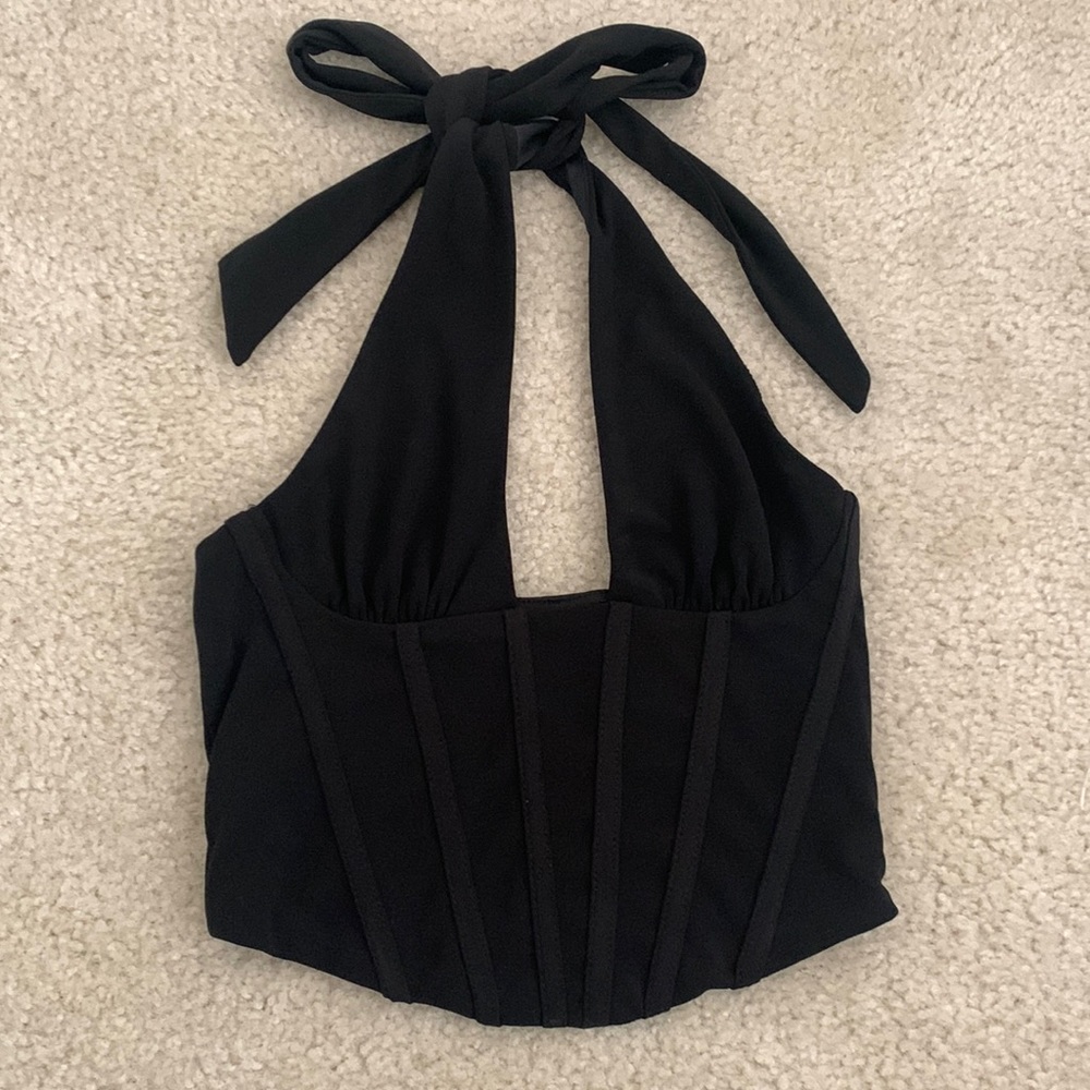 Zara black corset halter top